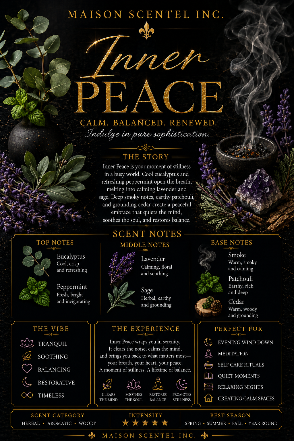 Inner Peace | Cozy Comfort | Wickless Candle